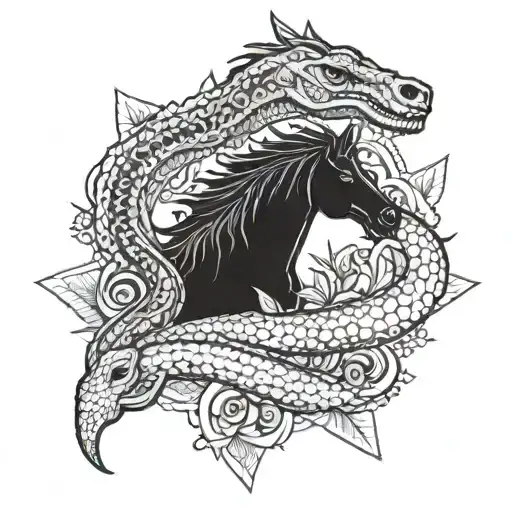 ayahuasca, san pedro, snake, horsehead tattoo design idea