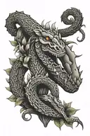 cactus, vine, horsehead, snake intertwined tattoo design idea