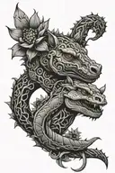 cactus, vine, horsehead, snake intertwined tattoo design idea