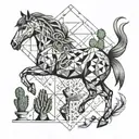 horse, cactus vine, snake wrapped tattoo design idea