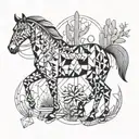 horse, cactus vine, snake wrapped tattoo design idea