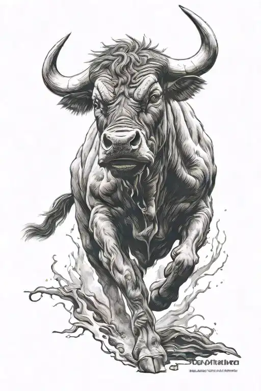 angry bull tattoo design idea
