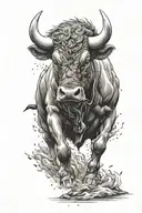 angry bull tattoo design idea