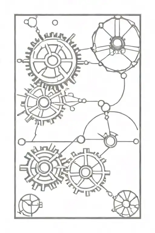 serotonin and dopamine molecules shaped like gears tattoo design idea