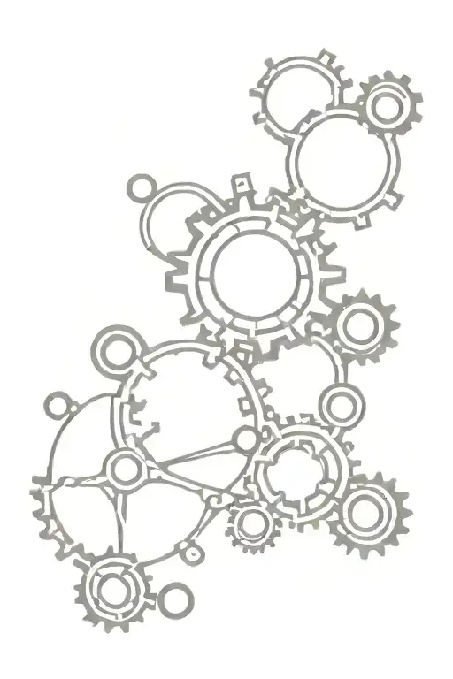 serotonin molecule shaped like gears intertwined tattoo design idea