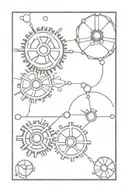 serotonin and dopamine molecules shaped like gears tattoo design idea