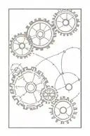 serotonin and dopamine molecules shaped like gears tattoo design idea