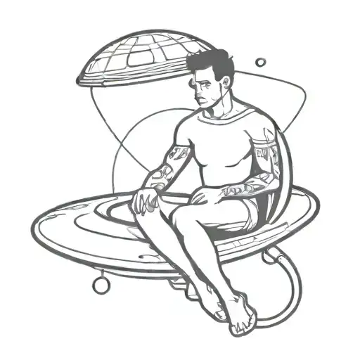 alian sitting in a ufo tattoo design idea