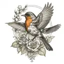 flying robin bird tattoo design idea