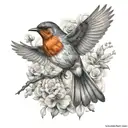 flying robin bird tattoo design idea