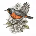 flying robin bird tattoo design idea