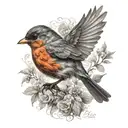 flying robin bird tattoo design idea