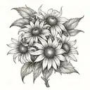 Echinacea with broken chains tattoo design idea