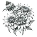 Echinacea with broken chains tattoo design idea