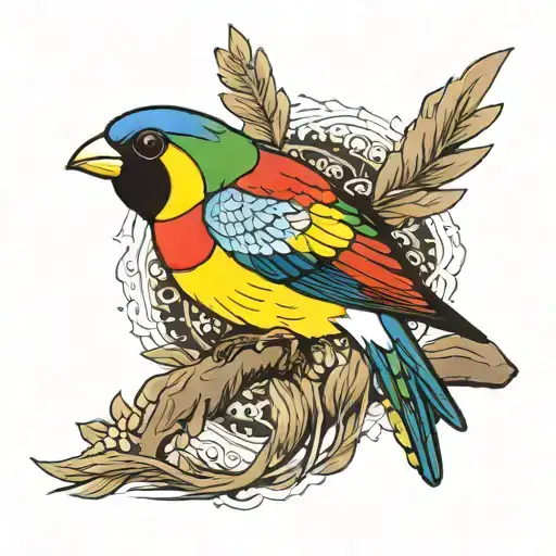 gouldian finch swellow tattoo design idea