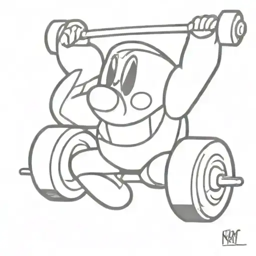 Kirby from nintendo doing a barbell snatch tattoo design idea