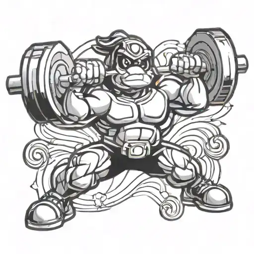 kirby doing a barbell snatch tattoo design idea
