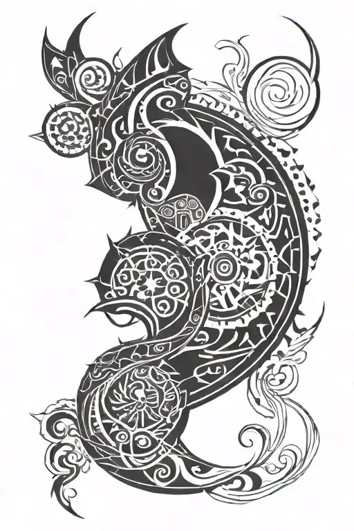 A blackout tattoo sleeve with organic shapes leaving space free with organic but clean ends tattoo design idea