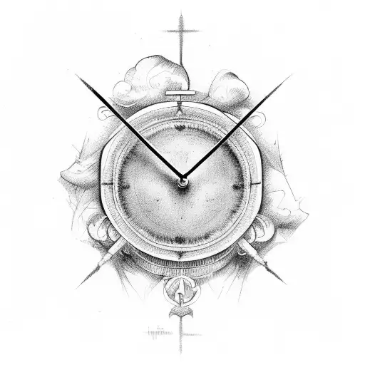 hourglass, broken clock,  momento mori tattoo design idea
