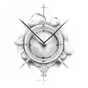 hourglass, broken clock,  momento mori tattoo design idea