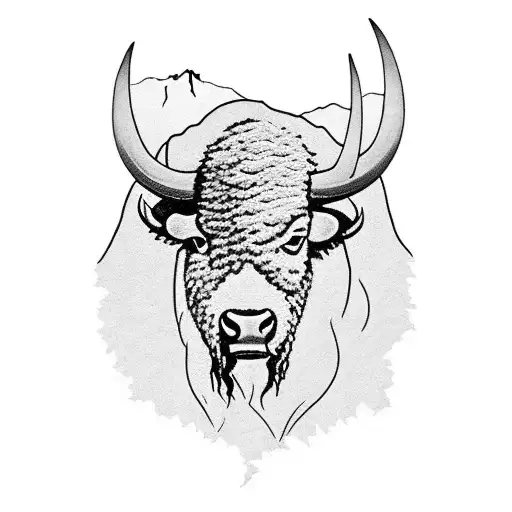 A silhouette of a bison with the flatirons from Boulder, Colorado inside the silhouette of the bison.  tattoo design idea