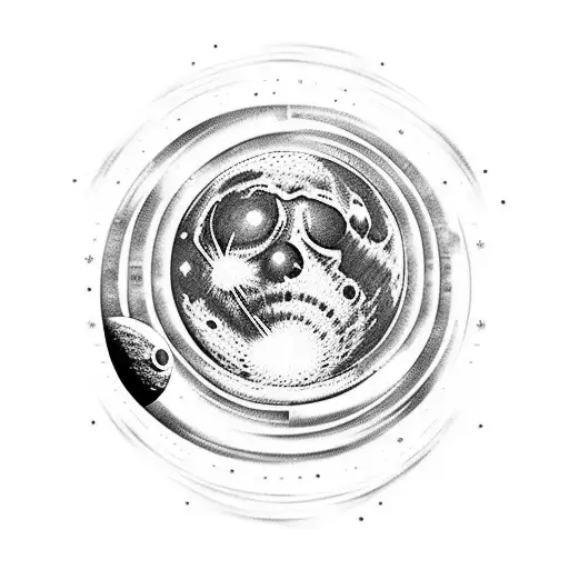 Moon, Space travel , Time Travel , warp speed. money. tattoo design idea