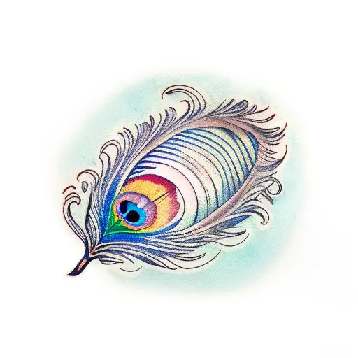 R and K peacock feather tattoo design idea