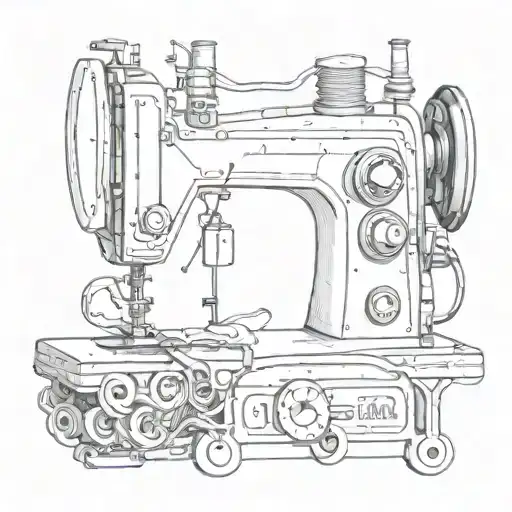 sewing machine and scissors with the name microdiving tattoo design idea