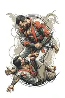 jiu-jitsu, fight scene tattoo design idea