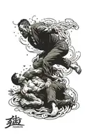 jiu-jitsu, fight scene tattoo design idea