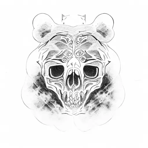 bear skull  tattoo design idea