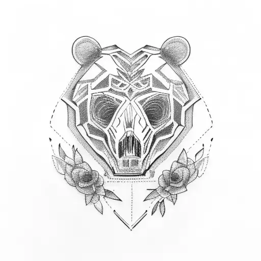 bear skull  tattoo design idea