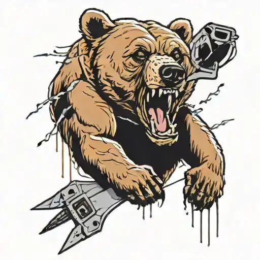 the idea is from the Bear tv series where the actor has a tattoo of two hands with a knife piercing through it  tattoo design idea