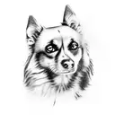 dog paws with dog names  : Anouk (Husky), Dobby (chihuahua), Taco Bell (chihuahua), Merlin (Chihuahua) tattoo design idea