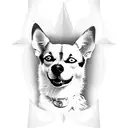 dog paws with dog names  : Anouk (Husky), Dobby (chihuahua), Taco Bell (chihuahua), Merlin (Chihuahua) tattoo design idea
