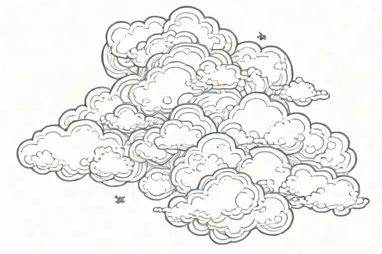 japanese clouds forming the shape tattoo design idea