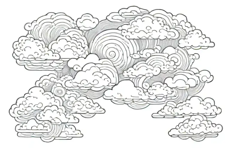 japanese clouds forming the shape surrounded tattoo design idea