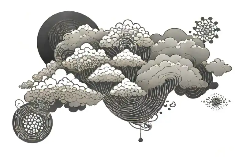 japanese clouds forming the shape surrounded tattoo design idea