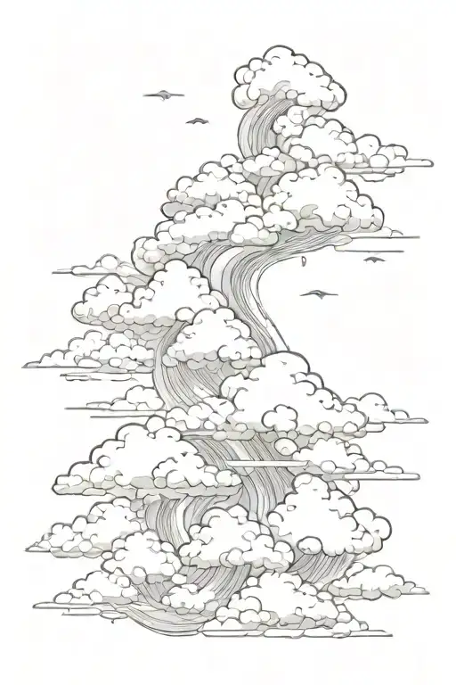 japanese clouds forming the shape tattoo design idea