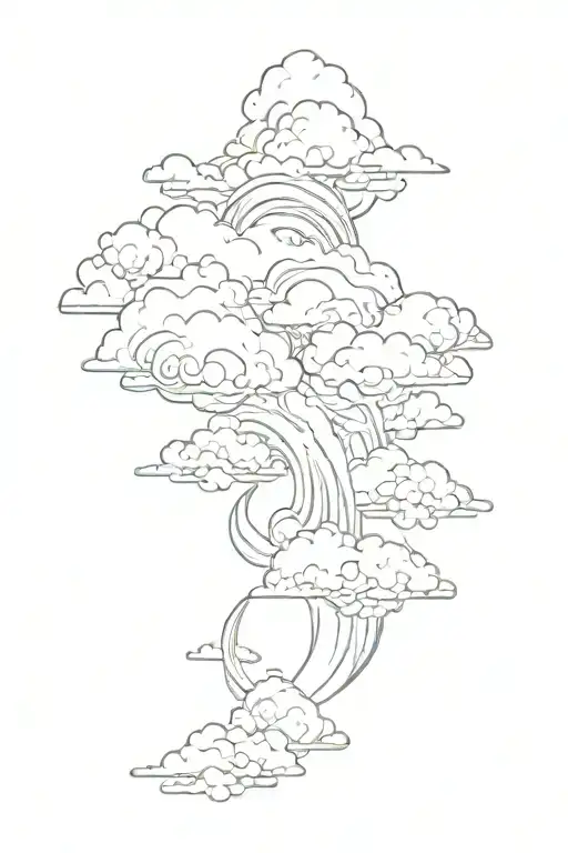 japanese clouds forming the shape tattoo design idea