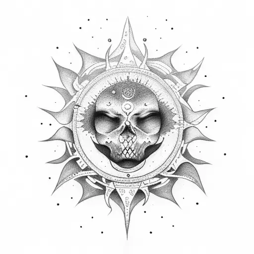 alive sun tattoo design idea