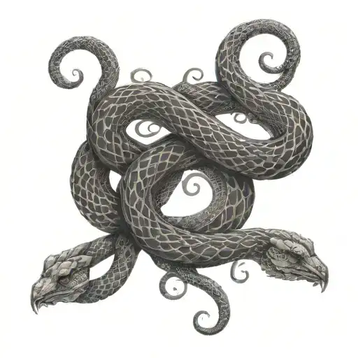 An intricate design of intertwined snakes representing temptation and desire tattoo design idea