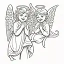 angel crying and devil smiling  tattoo design idea