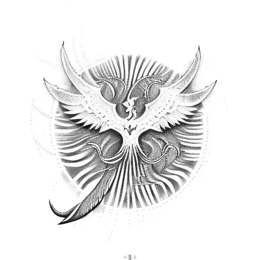 Scorpio symbol morphing into a majestic phoenix tattoo design idea