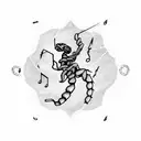 Scorpio constellation intertwined with a musical staff and notes tattoo design idea