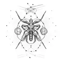 Scorpio constellation intertwined with a musical staff and notes tattoo design idea