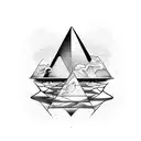 cycling sport in pyramid, in the corners( friendship, mentality, family, dreams) tattoo design idea