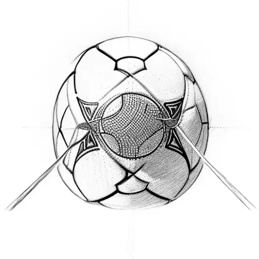 Hustler kicking a football with St Lucia scenery tattoo design idea