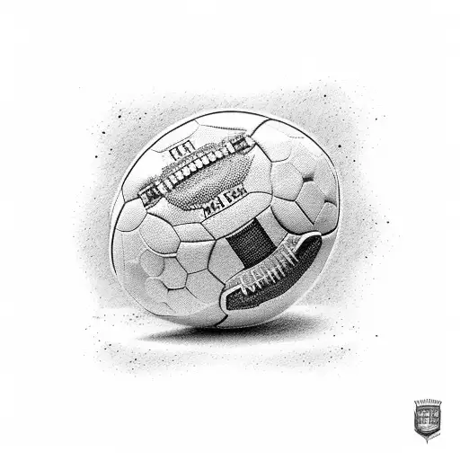Hustler kicking a football with St Lucia scenery tattoo design idea