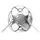 Hustler kicking a football with St Lucia scenery tattoo design idea